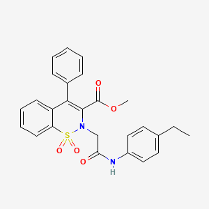 molecular formula C26H24N2O5S B2650540 methyl 2-(2-((4-ethylphenyl)amino)-2-oxoethyl)-4-phenyl-2H-benzo[e][1,2]thiazine-3-carboxylate 1,1-dioxide CAS No. 950266-90-7