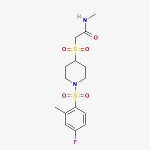 2-((1-((4-fluoro-2-methylphenyl)sulfonyl)piperidin-4-yl)sulfonyl)-N-methylacetamide