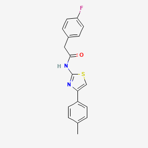 molecular formula C18H15FN2OS B2650547 2-(4-氟苯基)-N-(4-(对甲苯基)噻唑-2-基)乙酰胺 CAS No. 922646-08-0