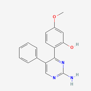 molecular formula C17H15N3O2 B2650554 2-(2-Amino-5-phenylpyrimidin-4-yl)-5-methoxyphenol CAS No. 105258-11-5