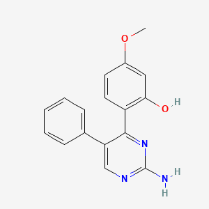 molecular formula C17H15N3O2 B2650554 2-(2-氨基-5-苯基嘧啶-4-基)-5-甲氧基苯酚 CAS No. 105258-11-5