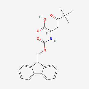 molecular formula C23H25NO5 B2650561 2-({[(9H-fluoren-9-yl)methoxy]carbonyl}amino)-5,5-dimethyl-4-oxohexanoic acid CAS No. 1699494-66-0