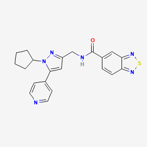molecular formula C21H20N6OS B2650563 N-((1-cyclopentyl-5-(pyridin-4-yl)-1H-pyrazol-3-yl)methyl)benzo[c][1,2,5]thiadiazole-5-carboxamide CAS No. 1421501-45-2