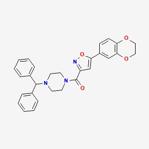 molecular formula C29H27N3O4 B2650572 (4-Benzhydrylpiperazin-1-yl)(5-(2,3-dihydrobenzo[b][1,4]dioxin-6-yl)isoxazol-3-yl)methanone CAS No. 898508-66-2