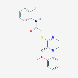 molecular formula C19H16FN3O3S B2650573 N-(2-fluorophenyl)-2-[4-(2-methoxyphenyl)-3-oxopyrazin-2-yl]sulfanylacetamide CAS No. 899759-38-7