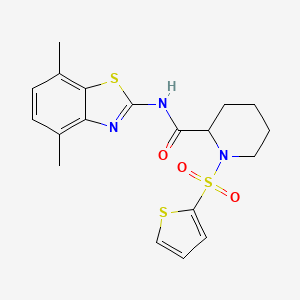 molecular formula C19H21N3O3S3 B2650620 N-(4,7-dimethylbenzo[d]thiazol-2-yl)-1-(thiophen-2-ylsulfonyl)piperidine-2-carboxamide CAS No. 1098693-15-2