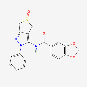 molecular formula C19H15N3O4S B2650622 N-(5-oxo-2-phenyl-4,6-dihydrothieno[3,4-c]pyrazol-3-yl)-1,3-benzodioxole-5-carboxamide CAS No. 1007529-08-9