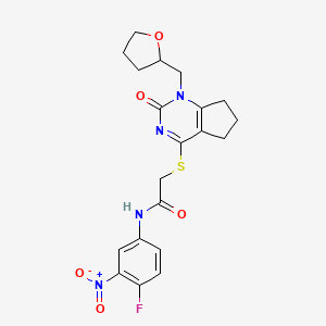 N-(4-fluoro-3-nitrophenyl)-2-((2-oxo-1-((tetrahydrofuran-2-yl)methyl)-2,5,6,7-tetrahydro-1H-cyclopenta[d]pyrimidin-4-yl)thio)acetamide