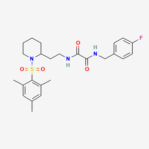 N1-(4-fluorobenzyl)-N2-(2-(1-(mesitylsulfonyl)piperidin-2-yl)ethyl)oxalamide
