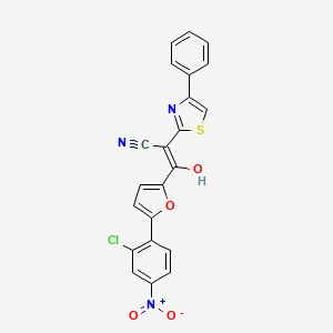 molecular formula C22H12ClN3O4S B2650626 (2Z)-3-[5-(2-chloro-4-nitrophenyl)furan-2-yl]-3-hydroxy-2-(4-phenyl-1,3-thiazol-2-yl)prop-2-enenitrile CAS No. 627041-41-2