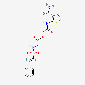 molecular formula C17H17N3O6S2 B2650642 [2-[(3-carbamoylthiophen-2-yl)amino]-2-oxoethyl] 2-[[(E)-2-phenylethenyl]sulfonylamino]acetate CAS No. 850022-46-7