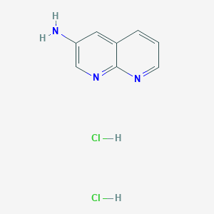 molecular formula C8H9Cl2N3 B2650643 1,8-萘啶-3-胺；二盐酸盐 CAS No. 2418726-84-6