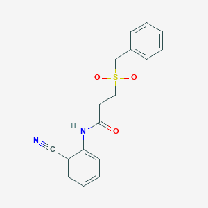 molecular formula C17H16N2O3S B2650654 3-(苄基磺酰基)-N-(2-氰基苯基)丙酰胺 CAS No. 880336-50-5