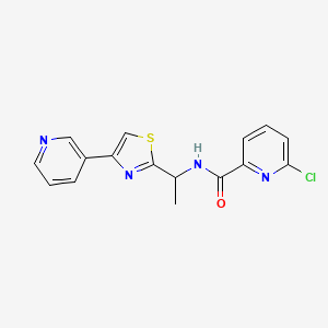 molecular formula C16H13ClN4OS B2650657 6-chloro-N-{1-[4-(pyridin-3-yl)-1,3-thiazol-2-yl]ethyl}pyridine-2-carboxamide CAS No. 1394642-77-3