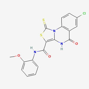 molecular formula C18H12ClN3O3S2 B2650658 7-氯-N-(2-甲氧苯基)-5-氧代-1-硫代-4,5-二氢-1H-噻唑并[3,4-a]喹唑啉-3-甲酰胺 CAS No. 1111183-98-2