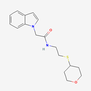 molecular formula C17H22N2O2S B2650665 2-(1H-吲哚-1-基)-N-(2-((四氢-2H-吡喃-4-基)硫代)乙基)乙酰胺 CAS No. 1904330-09-1