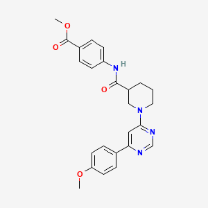 molecular formula C25H26N4O4 B2650682 Methyl 4-(1-(6-(4-methoxyphenyl)pyrimidin-4-yl)piperidine-3-carboxamido)benzoate CAS No. 1396808-01-7
