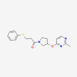 molecular formula C18H21N3O2S B2650693 1-{3-[(2-Methylpyrimidin-4-yl)oxy]pyrrolidin-1-yl}-3-(phenylsulfanyl)propan-1-one CAS No. 2097904-07-7