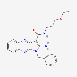 molecular formula C23H25N5O2 B2650699 2-氨基-1-苄基-N-(3-乙氧基丙基)-1H-吡咯并[2,3-b]喹喔啉-3-甲酰胺 CAS No. 371217-42-4