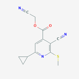 molecular formula C13H11N3O2S B2650701 Cyanomethyl 3-cyano-6-cyclopropyl-2-(methylsulfanyl)pyridine-4-carboxylate CAS No. 1090777-82-4