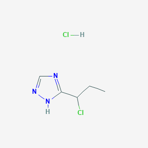 molecular formula C5H9Cl2N3 B2650702 3-(1-Chloropropyl)-4H-1,2,4-triazole hydrochloride CAS No. 2229139-41-5