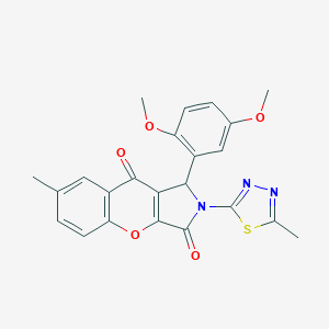 molecular formula C23H19N3O5S B265071 1-(2,5-Dimethoxyphenyl)-7-methyl-2-(5-methyl-1,3,4-thiadiazol-2-yl)-1,2-dihydrochromeno[2,3-c]pyrrole-3,9-dione 