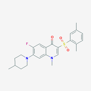 3-((2,5-dimethylphenyl)sulfonyl)-6-fluoro-1-methyl-7-(4-methylpiperidin-1-yl)quinolin-4(1H)-one