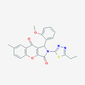 molecular formula C23H19N3O4S B265072 2-(5-Ethyl-1,3,4-thiadiazol-2-yl)-1-(2-methoxyphenyl)-7-methyl-1,2-dihydrochromeno[2,3-c]pyrrole-3,9-dione 