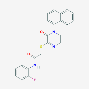 molecular formula C22H16FN3O2S B2650733 N-(2-fluorophenyl)-2-((4-(naphthalen-1-yl)-3-oxo-3,4-dihydropyrazin-2-yl)thio)acetamide CAS No. 899759-70-7