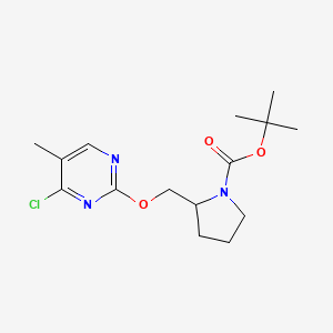 molecular formula C15H22ClN3O3 B2650735 tert-Butyl 2-(((4-chloro-5-methylpyrimidin-2-yl)oxy)methyl)pyrrolidine-1-carboxylate CAS No. 1289385-82-5
