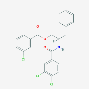 molecular formula C23H18Cl3NO3 B2650750 2-[(3,4-Dichlorobenzoyl)amino]-3-phenylpropyl 3-chlorobenzenecarboxylate CAS No. 338963-32-9