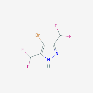 molecular formula C5H3BrF4N2 B2650751 4-溴-3,5-双(二氟甲基)-1H-吡唑 CAS No. 1046454-44-7