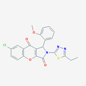 molecular formula C22H16ClN3O4S B265077 7-Chloro-2-(5-ethyl-1,3,4-thiadiazol-2-yl)-1-(2-methoxyphenyl)-1,2-dihydrochromeno[2,3-c]pyrrole-3,9-dione 