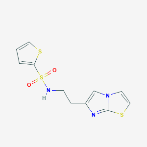 molecular formula C11H11N3O2S3 B2650789 N-(2-imidazo[2,1-b][1,3]thiazol-6-ylethyl)thiophene-2-sulfonamide CAS No. 868980-68-1
