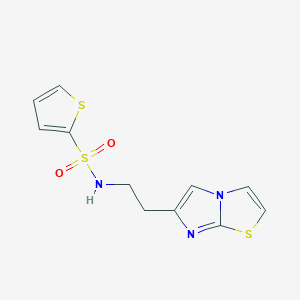 molecular formula C11H11N3O2S3 B2650789 N-(2-咪唑并[2,1-b][1,3]噻唑-6-基乙基)噻吩-2-磺酰胺 CAS No. 868980-68-1