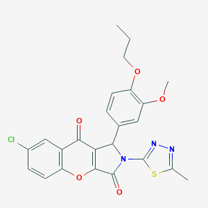 molecular formula C24H20ClN3O5S B265079 7-Chloro-1-(3-methoxy-4-propoxyphenyl)-2-(5-methyl-1,3,4-thiadiazol-2-yl)-1,2-dihydrochromeno[2,3-c]pyrrole-3,9-dione 