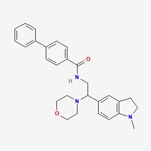 molecular formula C28H31N3O2 B2650790 N-(2-(1-methylindolin-5-yl)-2-morpholinoethyl)-[1,1'-biphenyl]-4-carboxamide CAS No. 922088-76-4