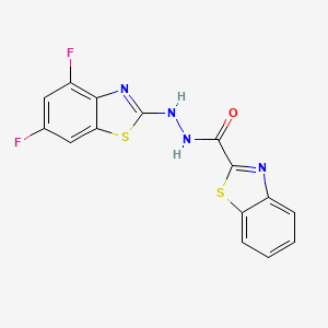 molecular formula C15H8F2N4OS2 B2650793 N'-(4,6-二氟-1,3-苯并噻唑-2-基)-1,3-苯并噻唑-2-甲酰肼 CAS No. 851988-30-2