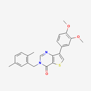 molecular formula C23H22N2O3S B2650794 7-(3,4-dimethoxyphenyl)-3-(2,5-dimethylbenzyl)thieno[3,2-d]pyrimidin-4(3H)-one CAS No. 1105238-82-1