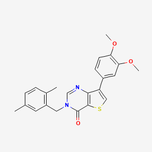 molecular formula C23H22N2O3S B2650794 7-(3,4-二甲氧基苯基)-3-(2,5-二甲基苄基)噻吩并[3,2-d]嘧啶-4(3H)-酮 CAS No. 1105238-82-1