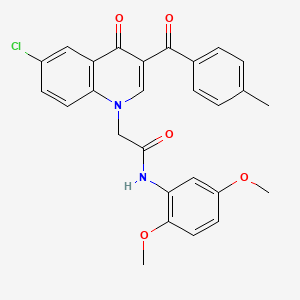 2-(6-chloro-3-(4-methylbenzoyl)-4-oxoquinolin-1(4H)-yl)-N-(2,5-dimethoxyphenyl)acetamide