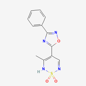 molecular formula C12H10N4O3S B2650811 3-Methyl-4-(3-phenyl-1,2,4-oxadiazol-5-yl)-2H-1,2,6-thiadiazine 1,1-dioxide CAS No. 2380070-64-2