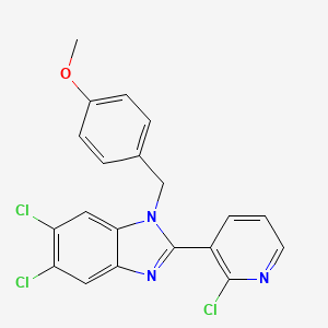 molecular formula C20H14Cl3N3O B2650836 5,6-二氯-2-(2-氯-3-吡啶基)-1-(4-甲氧基苄基)-1H-1,3-苯并咪唑 CAS No. 338774-36-0