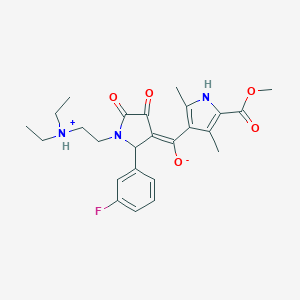 molecular formula C25H30FN3O5 B265084 (E)-{1-[2-(diethylammonio)ethyl]-2-(3-fluorophenyl)-4,5-dioxopyrrolidin-3-ylidene}[5-(methoxycarbonyl)-2,4-dimethyl-1H-pyrrol-3-yl]methanolate 