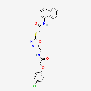 molecular formula C23H19ClN4O4S B2650849 2-(4-chlorophenoxy)-N-[(5-{[2-(1-naphthylamino)-2-oxoethyl]thio}-1,3,4-oxadiazol-2-yl)methyl]acetamide CAS No. 851785-65-4