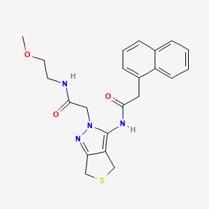 molecular formula C22H24N4O3S B2650855 N-(2-methoxyethyl)-2-(3-(2-(naphthalen-1-yl)acetamido)-4,6-dihydro-2H-thieno[3,4-c]pyrazol-2-yl)acetamide CAS No. 1105249-48-6