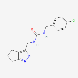 molecular formula C16H19ClN4O B2650858 1-(4-Chlorobenzyl)-3-((2-methyl-2,4,5,6-tetrahydrocyclopenta[c]pyrazol-3-yl)methyl)urea CAS No. 2034603-15-9