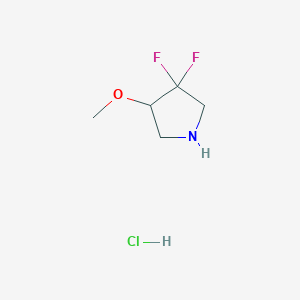 molecular formula C5H10ClF2NO B2650867 3,3-二氟-4-甲氧基吡咯烷盐酸盐 CAS No. 1638764-85-8