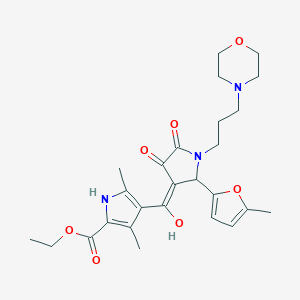 ethyl 4-[(E)-hydroxy-[2-(5-methylfuran-2-yl)-1-(3-morpholin-4-ylpropyl)-4,5-dioxopyrrolidin-3-ylidene]methyl]-3,5-dimethyl-1H-pyrrole-2-carboxylate