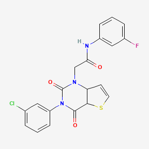 molecular formula C20H13ClFN3O3S B2650871 2-[3-(3-chlorophenyl)-2,4-dioxo-1H,2H,3H,4H-thieno[3,2-d]pyrimidin-1-yl]-N-(3-fluorophenyl)acetamide CAS No. 1260946-95-9